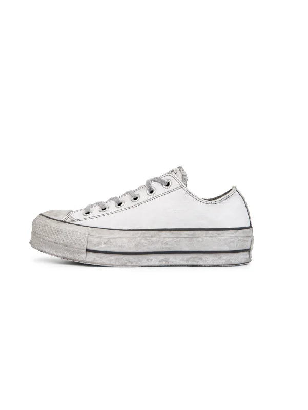 Chuck Taylor All Star Platform Low in Pelle - Bianco