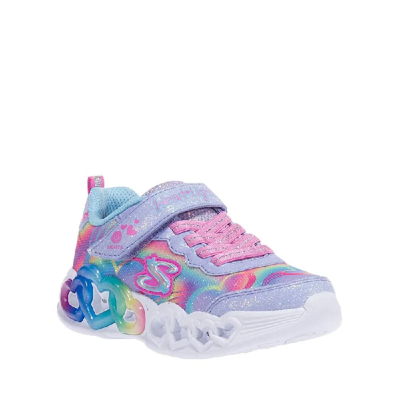 Skechers Little Girls Infinite Heart Light-Up Velcro Lavender / Multi