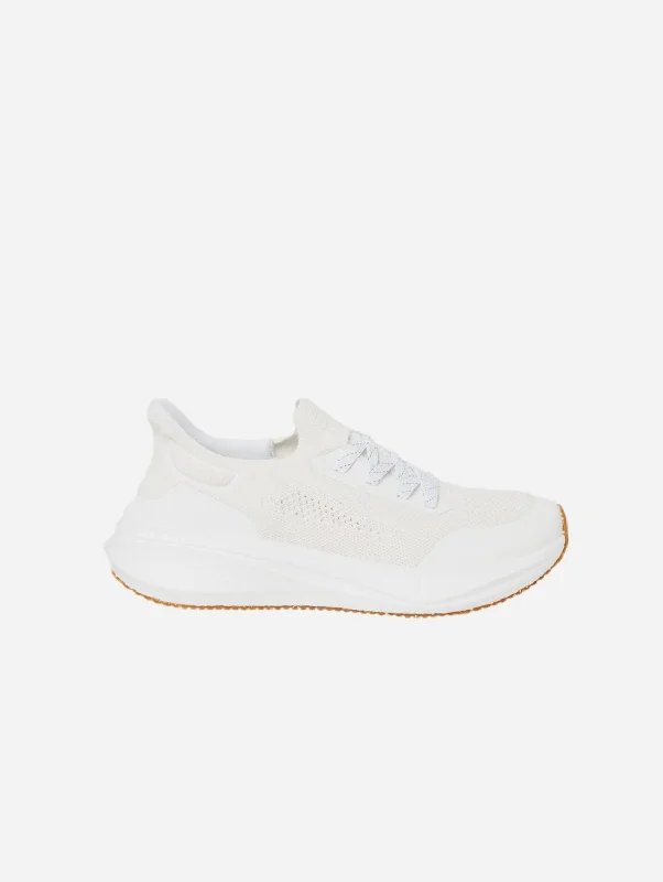 Runners Women's Hemp Leather Trainers | Pearl White