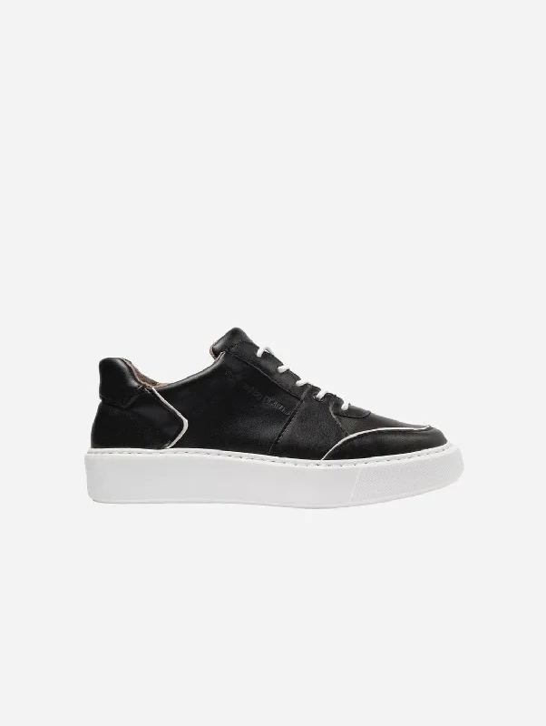 Emi Women's Vegan Leather Sneakers | Black & White