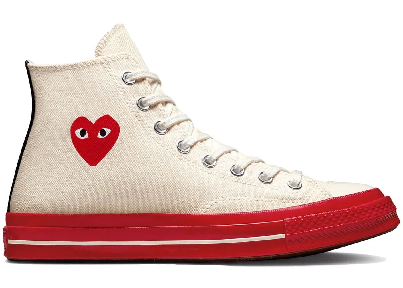 Converse Chuck Taylor All-Star 70 Hi Comme des Garcons PLAY Egret Red Midsole