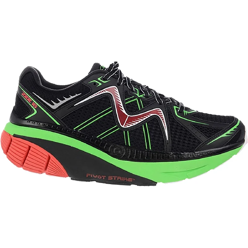 Men's MBT Zee 16 Running Shoe Black/Fire Red/Lime Mesh