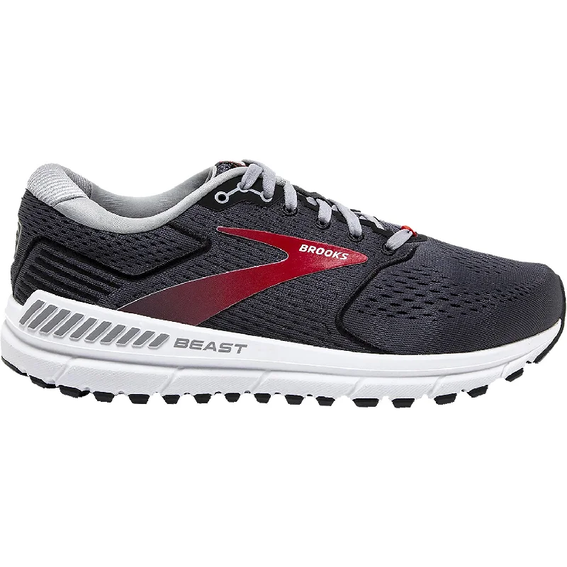 Men's Brooks Beast 20 Blackened Pearl/Black/Red Mesh