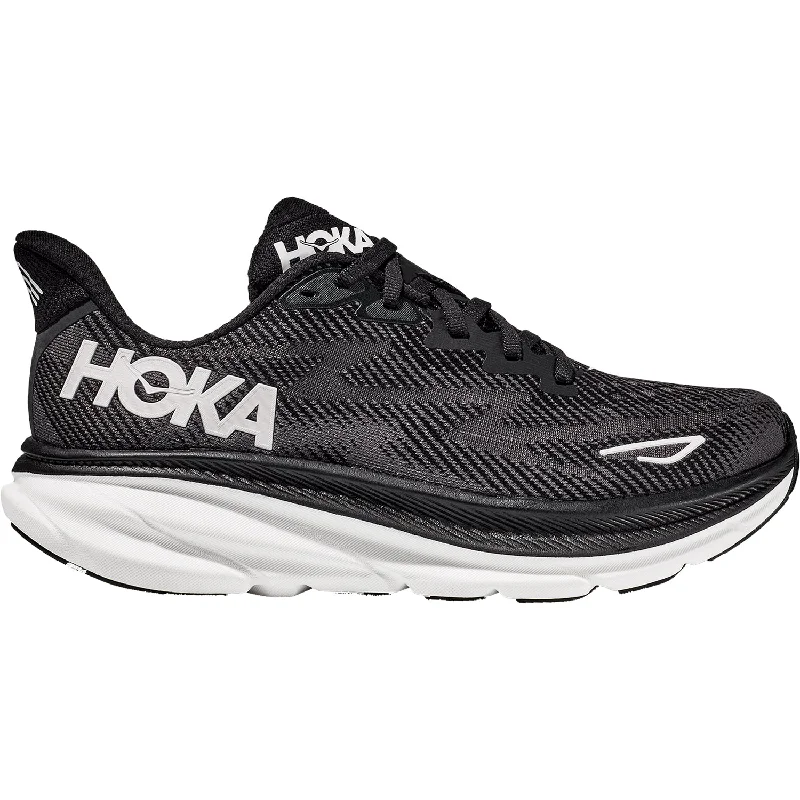 Men's Hoka Clifton 9 Black/White Mesh