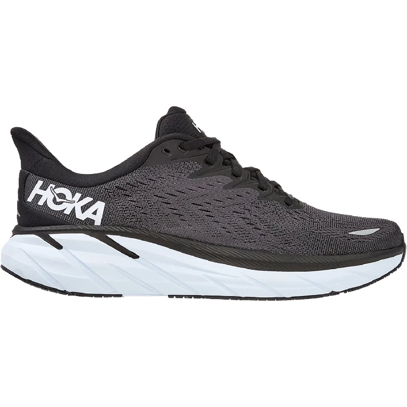 Men's Hoka Clifton 8 Black/White Mesh