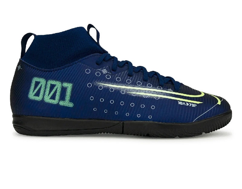 Nike Kids Mercurial Superfly 7 Academy MDS Indoor Soccer Shoes Blue Void/Barely Volt/White