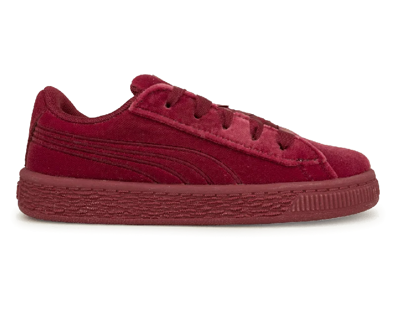 PUMA Kids Basket Classic Velour Red/Gold