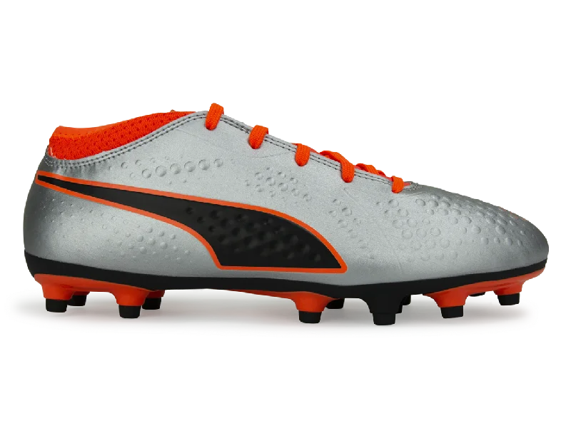 PUMA Kids One 4 Syn FG Silver/Orange/Black